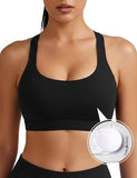 Women's Medium Support Cross Back Sports Bra For Yoga, Running & Gym Workouts, S (Black)