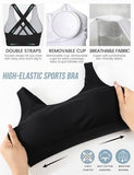 Women's Medium Support Cross Back Sports Bra For Yoga, Running & Gym Workouts, S (Black)
