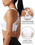High-support Cross-back Sports Bra For Yoga, Running, Gym Workouts, L (white)