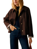 Versatile Cropped Jacket for Daily Wear, Office, Travel & Casual Outings, M (Dark Brown) In Australia - Darrahopens