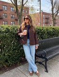 Versatile Cropped Jacket for Daily Wear, Office, Travel & Casual Outings, M (Dark Brown)