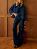 Versatile Cropped Jacket for Daily, Office, Travel and Casual Occasions, L (dark navy)