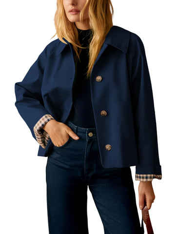 Versatile Cropped Jacket for Daily, Office, Travel and Casual Occasions, XL (dark navy) In Australia - Darrahopens