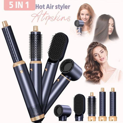 5-In-1 Hot Air Styler Hair Styling Tool Salon-Quality Hair Curling - Blue - Size 01