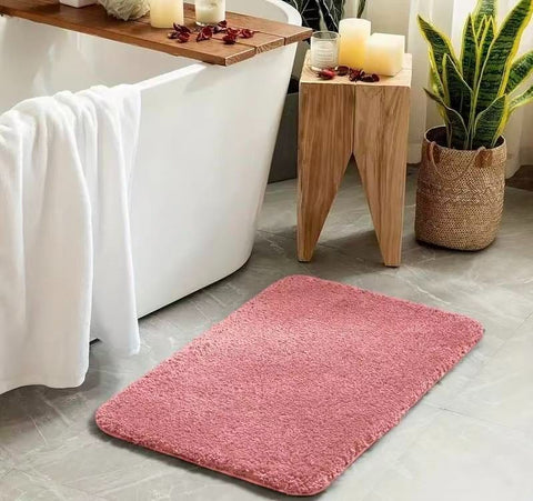 Plush Bathroom Mat Absorbent Bathroom Mat Non-Slip Bathroom Mat Soft Bathroom - Pink - Size 40-60cm In Australia - Darrahopens
