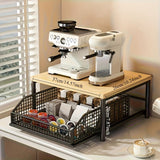 Kitchen Countertop Organizer Metal Drawer Storage Solid Hardwood Organizer - Black - Size 01