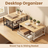 Kitchen Countertop Organizer Metal Drawer Storage Solid Hardwood Organizer - Black - Size 01