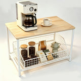 Kitchen Countertop Organizer Metal Drawer Storage Solid Hardwood Organizer - White - Size 01
