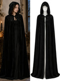 Black Velvet Cape Hooded Cape Cosplay Cape Halloween Costume Cape Party Cape - Black - Size L In Australia - Darrahopens