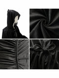 Black Velvet Cape Hooded Cape Cosplay Cape Halloween Costume Cape Party Cape - Black - Size S In Australia - Darrahopens