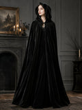 Black Velvet Cape Hooded Cape Cosplay Cape Halloween Costume Cape Party Cape - Black - Size XL In Australia - Darrahopens