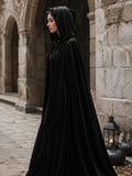 Black Velvet Cape Hooded Cape Cosplay Cape Halloween Costume Cape Party Cape - Black - Size XXXL In Australia - Darrahopens