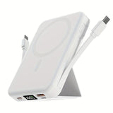 Portable Power Bank Digital Display Power Bank Built-In Cable Power Bank Power - White - Size 01
