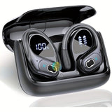 Sports Wireless Earbuds Running Ear-Hooks Pure Bass Earphones Dual LED Display - Rose gold - Size 01 In Australia - Darrahopens
