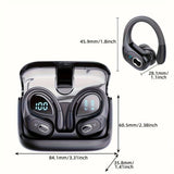Sports Wireless Earbuds Running Ear-Hooks Pure Bass Earphones Dual LED Display - White - Size 01