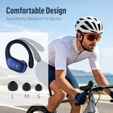 Sports Wireless Earbuds Running Ear-Hooks Pure Bass Earphones Dual LED Display - White - Size 01