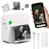Portable Photo Printer Wireless Photo Printer Smartphone Photo Printer Compact - White - Size 01