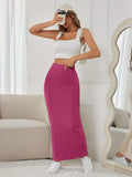 Ribbed Maxi Skirt Women'S Maxi Skirt Black Maxi Skirt Beige Maxi Skirt Trendy - Rose red - Size XXL In Australia - Darrahopens