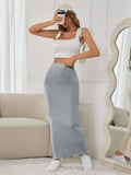 Ribbed Maxi Skirt Women'S Maxi Skirt Black Maxi Skirt Beige Maxi Skirt Trendy - Rose red - Size XXL