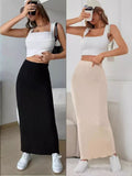 Ribbed Maxi Skirt Women'S Maxi Skirt Black Maxi Skirt Beige Maxi Skirt Trendy - Sky Blue - Size M