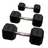 Pair of 20kg Rubber Hex Dumbbells