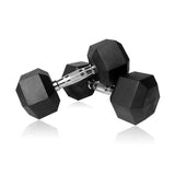 Pair of 22.5kg Rubber Hex Dumbbells