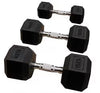 Pair of 25kg Rubber Hex Dumbbells