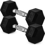 20lb to 45lb Rubber Coated Hex Dumbbells (sold in pairs) — Pair of 35LB / ~16kg