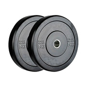 2 x 25kg Black Olympic Bumper Plates