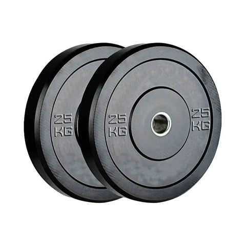 2 x 25kg Black Olympic Bumper Plates