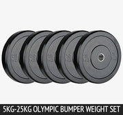 150kg Black Olympic Bumper Plate Weight Set