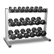 1-25kg Rubber Hex Dumbbell Set With 3-Tier Rack
