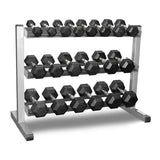 1-25kg Rubber Hex Dumbbell Set With 3-Tier Rack