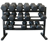 1-25kg Rubber Hex Dumbbell Set With 3-Tier Rack