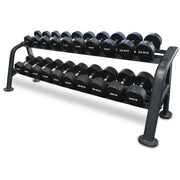 10-40kg Premium Rubber Coated Round Dumbbell Set with 2-Tier Rack (10 Pairs)