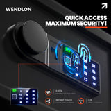 Wendlon Touch Screen Safe Box with Silent Mode, Backlit Keypad, LED Light, Anti-Rust & Anti-Theft, Home/Office, 25×35×25 cm, Black