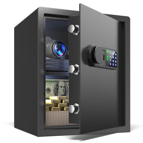 Wendlon Touch Screen Safe Box with Silent Mode, Backlit Keypad, LED Light, Anti-Rust & Anti-Theft, Home/Office, 1.69 Cubic Feet, 33×42×35 cm, Black
