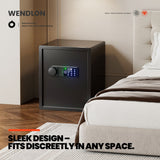 Wendlon Touch Screen Safe Box with Silent Mode, Backlit Keypad, LED Light, Anti-Rust & Anti-Theft, Home/Office, 1.69 Cubic Feet, 33×42×35 cm, Black