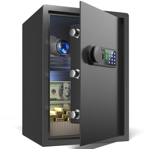 Wendlon White Touch Screen Safe Box with Electronic password, Backlit Keypad, LED Light, Anti-Rust & Anti-Theft, Home/Office, 2.04 Cubic Feet,33×35×50 cm