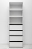 GENEVA THREE SHELF/FOUR DRAWER BUILT IN WARDROBE - SLIM SHAKER - WHITE