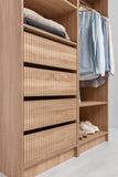 MALMO THREE SHELF/FOUR DRAWER WALK IN WARDROBE - FLUTED - NATURAL OAK