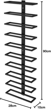Set 2 Pcs Metal Wall Mount Wine Rack for Wine Bottles, Liquor, Champagne (Holds 10 Bottles)