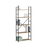 CARLA HOME 5 Tier Bookshelf - Industrial Display Shelf - Brown - Rustic - Steel - Living Room Office In Australia - Darrahopens