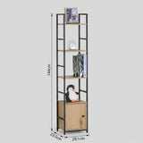 CARLA HOME 5 Tier Bookshelf with Cabinet - Brown - Storage Cabinet - Rustic - Steel