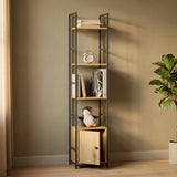 CARLA HOME 5 Tier Bookshelf with Cabinet - Brown - Storage Cabinet - Rustic - Steel