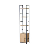 CARLA HOME 5 Tier Bookshelf with Cabinet - Brown - Storage Cabinet - Rustic - Steel