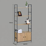 CARLA HOME Bookcase with Cabinet - 4 - Shelf Storage - Oak - Brown - Storage Cabinet