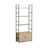 CARLA HOME Bookcase with Cabinet - 4 - Shelf Storage - Oak - Brown - Storage Cabinet