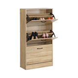 CARLA HOME 3 Flip Drawer Shoe Cabinet - Hidden Storage - Modern - Shoe Storage Cabinet - Oak