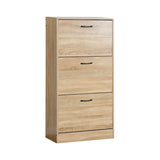 CARLA HOME 3 Flip Drawer Shoe Cabinet - Hidden Storage - Modern - Shoe Storage Cabinet - Oak
